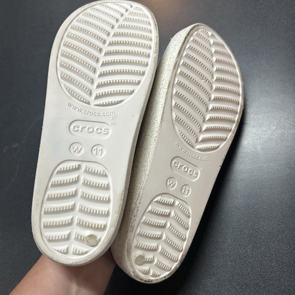 Crocs Women's White Sparkle Sandals Sz 11 Glitter Vacation Resort - Picture 7 of 7